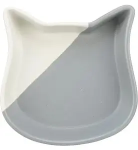 Trixie Kat Keramisk Skål Kattehoved Grå/Hvid